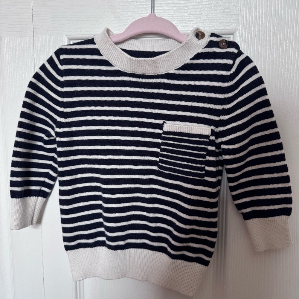 Hope & Henry Navy and White Striped Kids Sweater